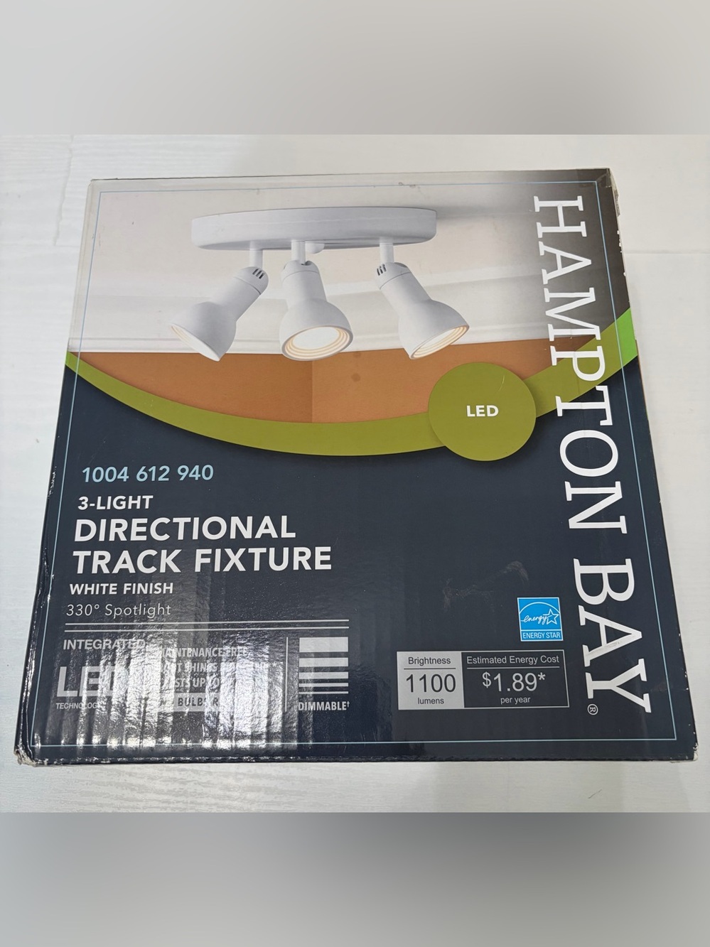 Hampton Bay White 3-Light Directional LED Ceiling Track Light